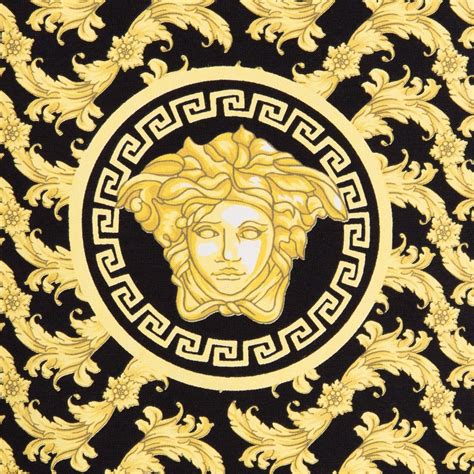 versace print gold|Versace gold medusa logo.